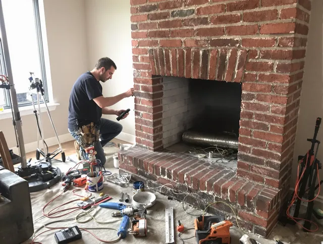 Hull Chimney Sweep specialist finalizing chimney liner service in Hull, MA