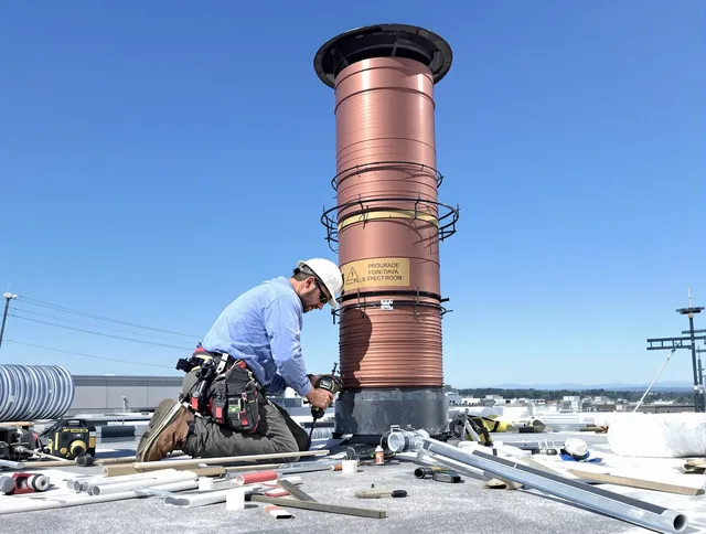 Installed chimney liner by Hull Chimney Sweep in Hull, MA