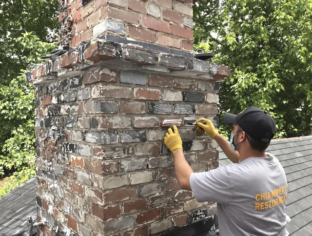 In-progress chimney restoration by Hull Chimney Sweep in Hull, MA