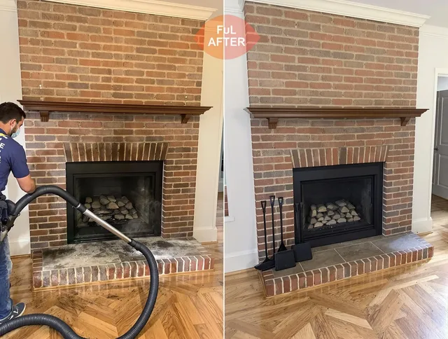Hull Chimney Sweep carefully sanitizing a fireplace in Hull, MA