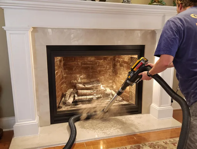 Fireplace cleaning performed by Hull Chimney Sweep in Hull, MA