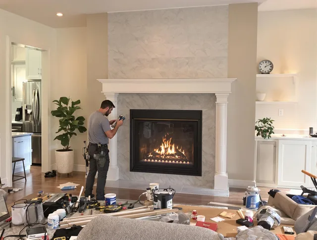 Newly installed fireplace by Hull Chimney Sweep in Hull, MA